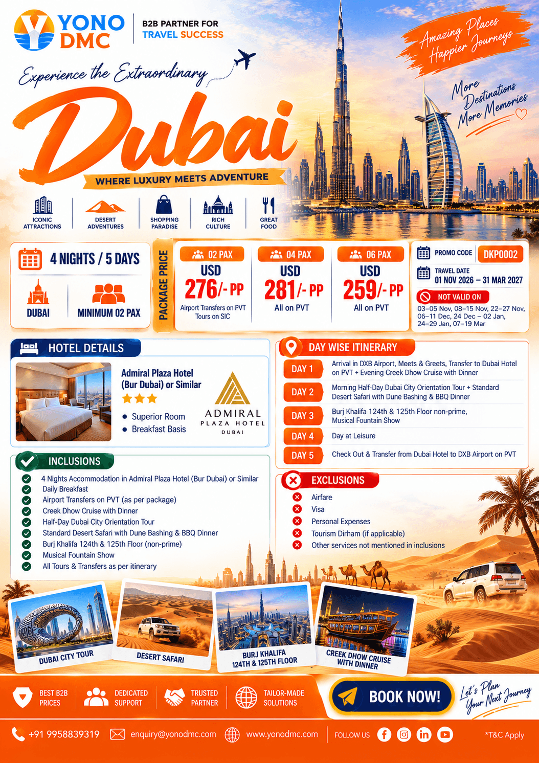 Extraordinary Dubai 4N/5D Dubai package flyer