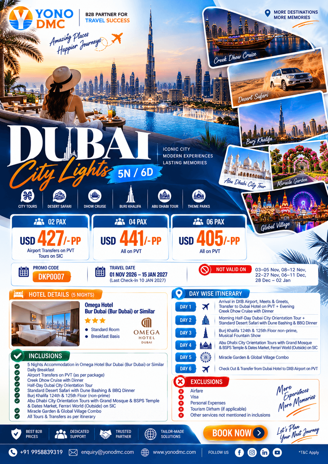 Dubai City Lights 5N/6D Dubai package flyer
