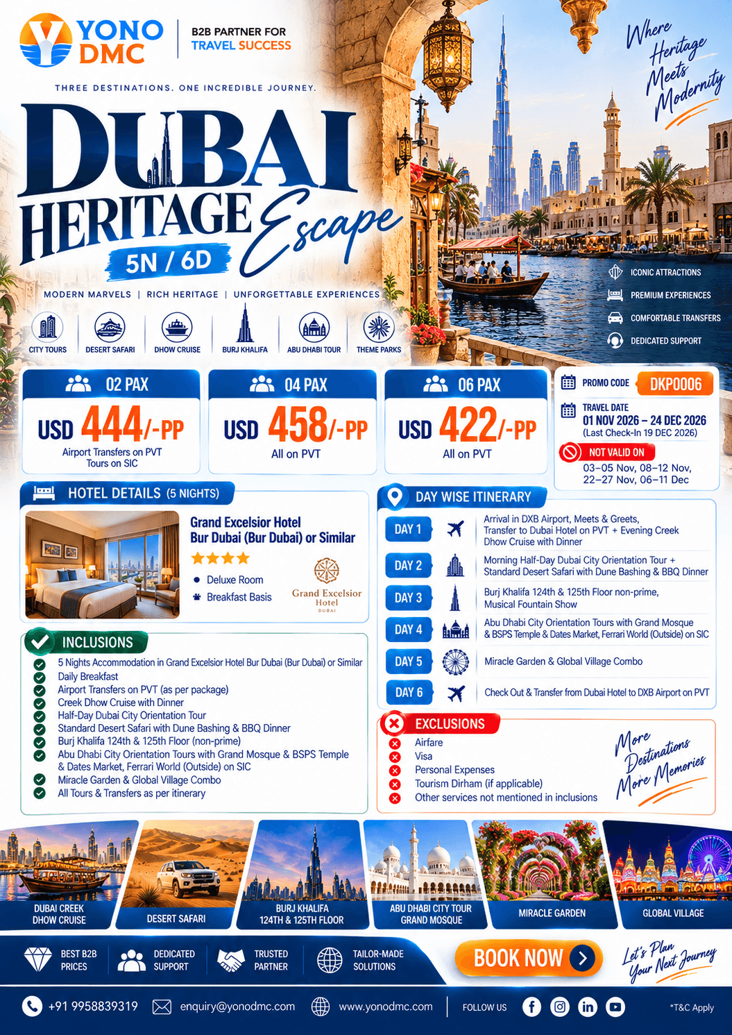 Dubai Heritage Escape 5N/6D Dubai package flyer